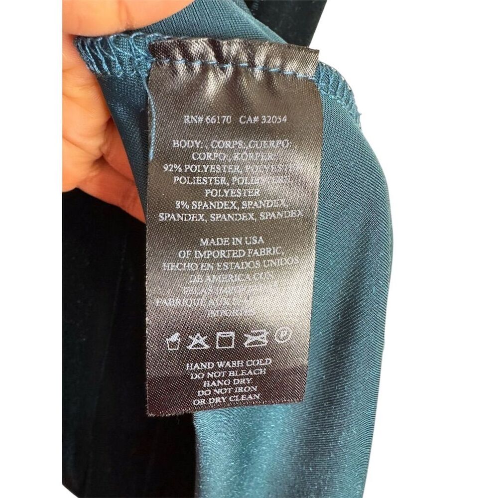 Anthropologie BHLDN Women's Velvet Wrap Midi Dress Teal Size L Party Cocktail - Picture 4 of 6